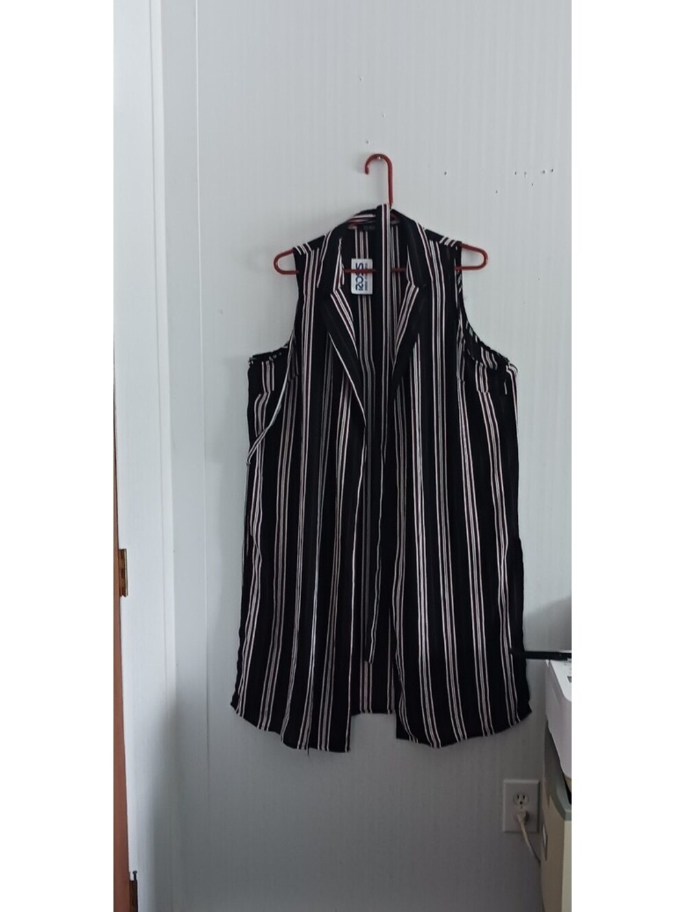 Cure.Cardigan Women's black white white stripped opened front Cardigan /sash 1XL